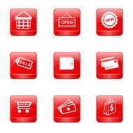 Shopping Sign Square Vector Red Icon Design Set 2