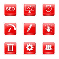 SEO Internet Sign Square Vector Red Icon Design Set 8