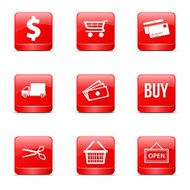 Shopping Sign Square Vector Red Icon Design Set