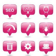 SEO Internet Sign Square Vector Pink Icon Design Set 8