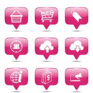 SEO Internet Sign Square Vector Pink Icon Design Set 7