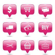 Shopping Sign Square Vector Pink Icon Design Set