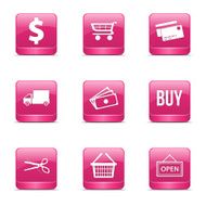 Shopping Sign Square Vector Pink Icon Design Set N2