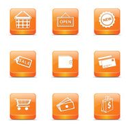 Shopping Sign Square Vector Orange Icon Design Set 2