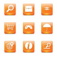 SEO Internet Sign Square Vector Orange Icon Design Set 10