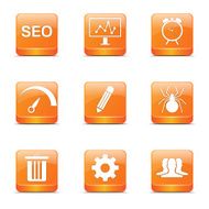 SEO Internet Sign Square Vector Orange Icon Design Set 8