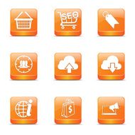 SEO Internet Sign Square Vector Orange Icon Design Set 7