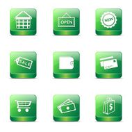 Shopping Sign Square Vector Green Icon Design Set 2