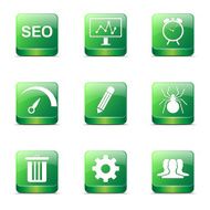 SEO Internet Sign Square Vector Green Icon Design Set 8