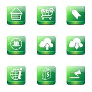SEO Internet Sign Square Vector Green Icon Design Set 7
