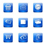 Shopping Sign Square Vector Blue Icon Design Set 2