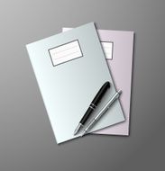 Notebooks with pen and pencil background