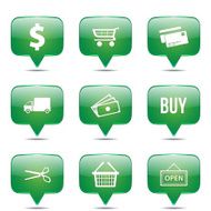 Shopping Sign Square Vector Green Icon Design Set N2