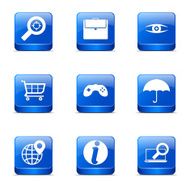 SEO Internet Sign Square Vector Blue Icon Design Set 10