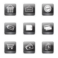 Shopping Sign Square Vector Black Button Icon Design Set 2