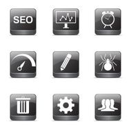 SEO Internet Sign Square Vector Black Icon Design Set 8