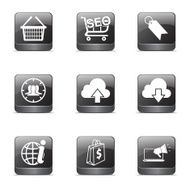 SEO Internet Sign Square Vector Black Icon Design Set 7