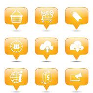SEO Internet Sign Square Vector Yellow Icon Design Set 7