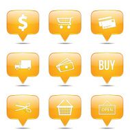 Shopping Sign Square Vector Yellow Icon Design Set N2