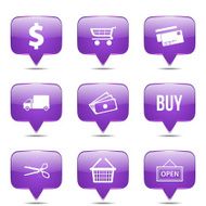 Shopping Sign Square Vector Violet Icon Design Set N2