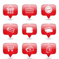 Shopping Sign Square Vector Red Icon Design Set 2 N2