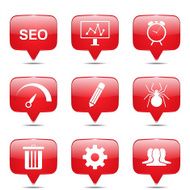 SEO Internet Sign Square Vector Red Icon Design Set 8 N2