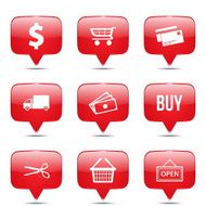 Shopping Sign Square Vector Red Icon Design Set N2