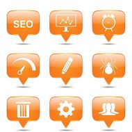 SEO Internet Sign Square Vector Orange Icon Design Set 8 N2