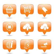 SEO Internet Sign Square Vector Orange Icon Design Set 7 N2