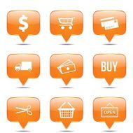Shopping Sign Square Vector Orange Icon Design Set N2