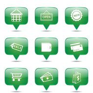Shopping Sign Square Vector Green Icon Design Set 2 N2