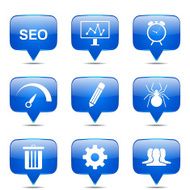 SEO Internet Sign Square Vector Blue Icon Design Set 8 N2