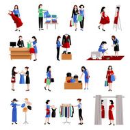 Woman Shopping Icons N2