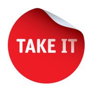 Red vector sticker text TAKE IT N2