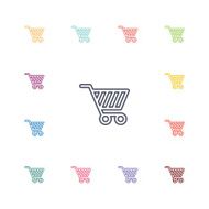 shopping cart flat icons set