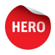 Red vector sticker text HERO