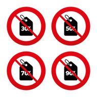 Sale price tag icons Discount symbols N48