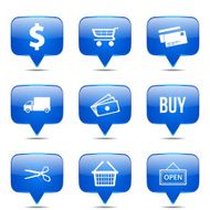 Shopping Sign Square Vector Blue Icon Design Set N2