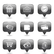 Shopping Sign Square Vector Black Button Icon Design Set 2 N2