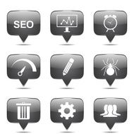 SEO Internet Sign Square Vector Black Icon Design Set 8 N2