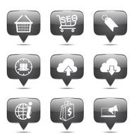 SEO Internet Sign Square Vector Black Icon Design Set 7 N2