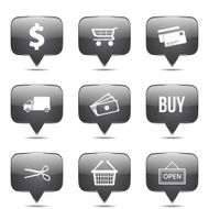 Shopping Sign Square Vector Black Button Icon Design Set N2