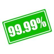 99 99 percent white stamp text on green background