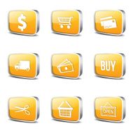 Shopping Sign Square Vector Yellow Icon Design Set N3