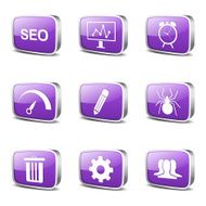 SEO Internet Sign Square Vector Violet Icon Design Set 8 N3