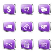 Shopping Sign Square Vector Violet Icon Design Set N3