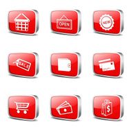 Shopping Sign Square Vector Red Icon Design Set 2 N3