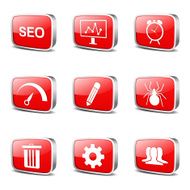 SEO Internet Sign Square Vector Red Icon Design Set 8 N3