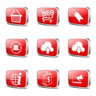 SEO Internet Sign Square Vector Red Icon Design Set 7 N2