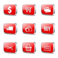 Shopping Sign Square Vector Red Icon Design Set N3